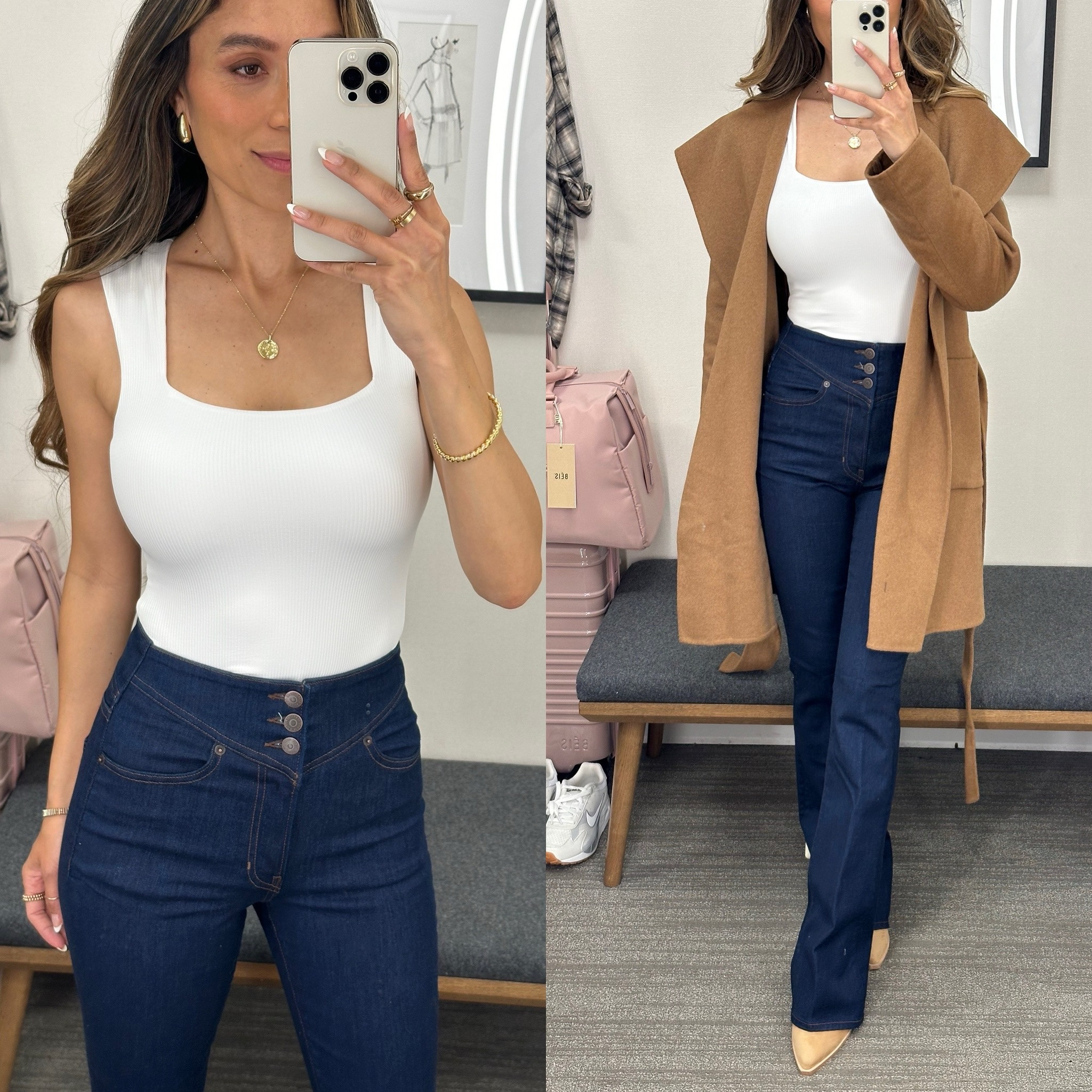 These flare jeans are $100 off! And this coat is almost $200 off!! Wearing a size 25 in jeans, xs in bodysuit, xs in coat and size 8 in boots!

#LTKShoeCrush #LTKSeasonal #LTKxNSale