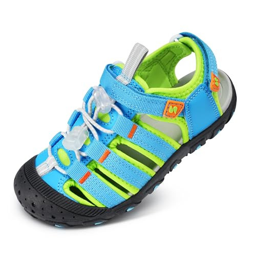 Stelle Boys Girls Sport Water Sandals Kids Summer Outdoor Beach Hiking Closed-Toe Athletic Shoes for Toddler/Little/Big Kids(Acid Blue,12ML) | Amazon (US)