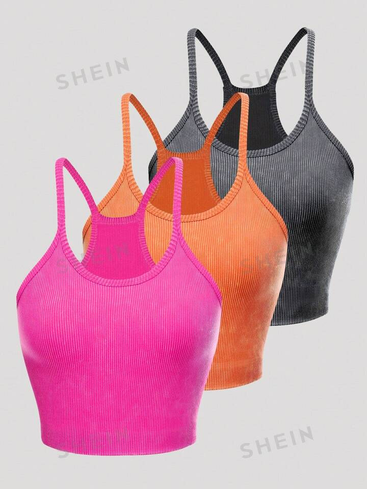 SHEIN EZwear Casual 3pcs/Set Slim Fit Sports Tank Top, Sexy Women's Strappy Tank Top Suitable For... | SHEIN