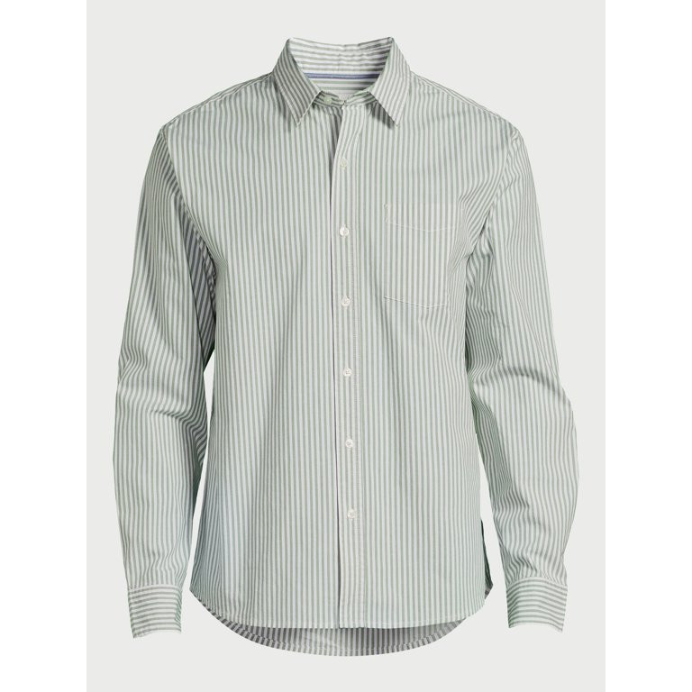 Free Assembly Men's Cotton Poplin Shirt with Long Sleeves, Sizes S-3XL | Walmart (US)