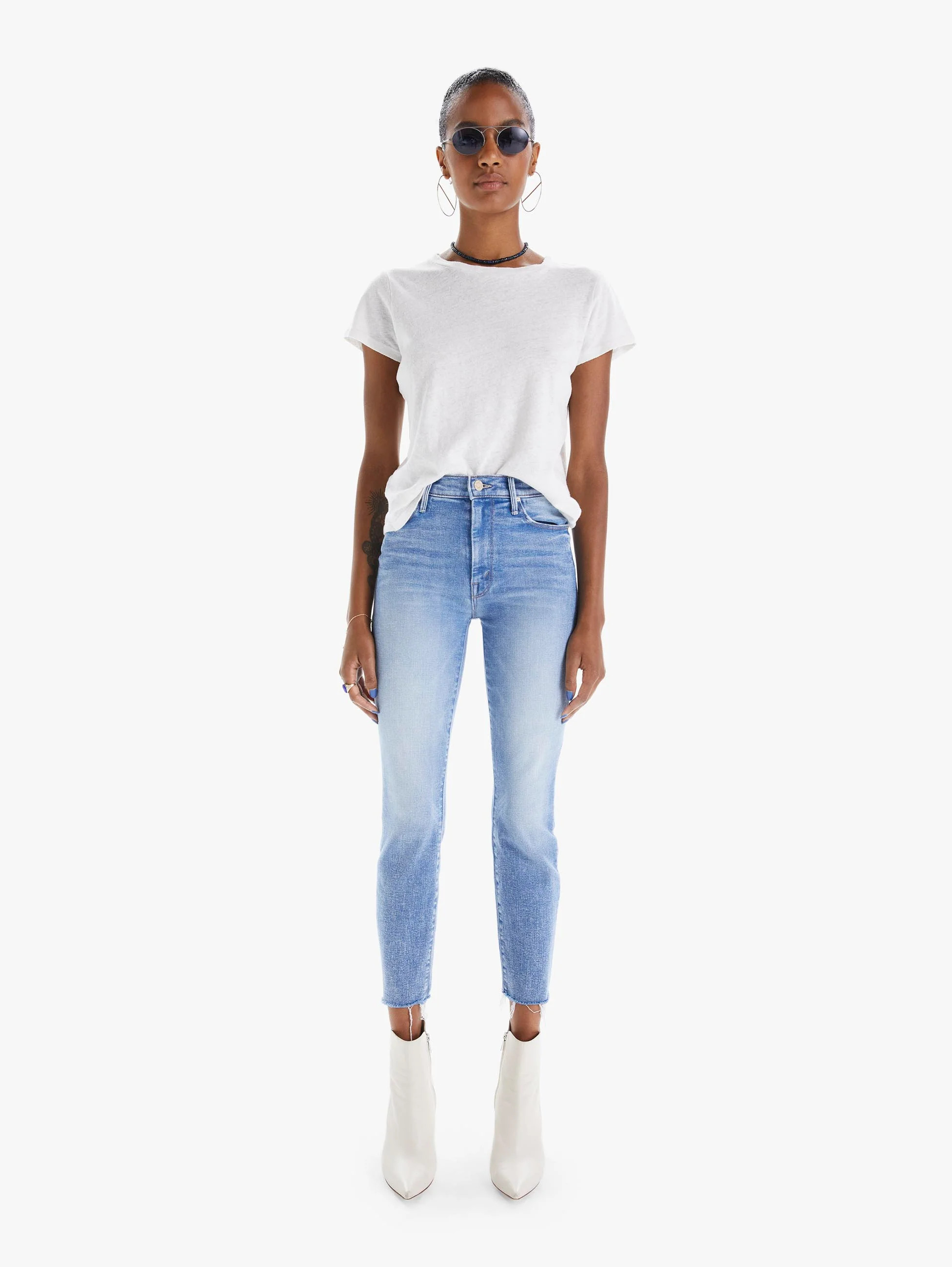 THE HIGH WAISTED LOOKER ANKLE FRAY DEEP BREATHS | Mother Denim