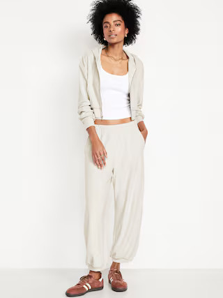 High-Waisted Towel Terry Barrel Ankle Pants | Old Navy (US)