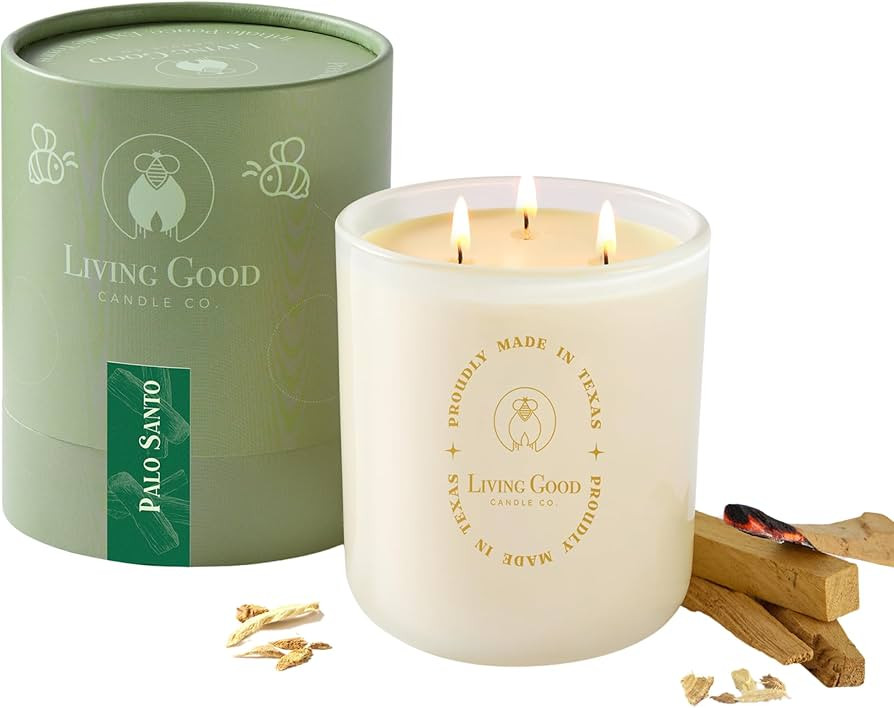 Palo Santo - Palo Santo & Bergamot Pure Beeswax Candle - 90+ Hours Long Burning Classically Desig... | Amazon (US)