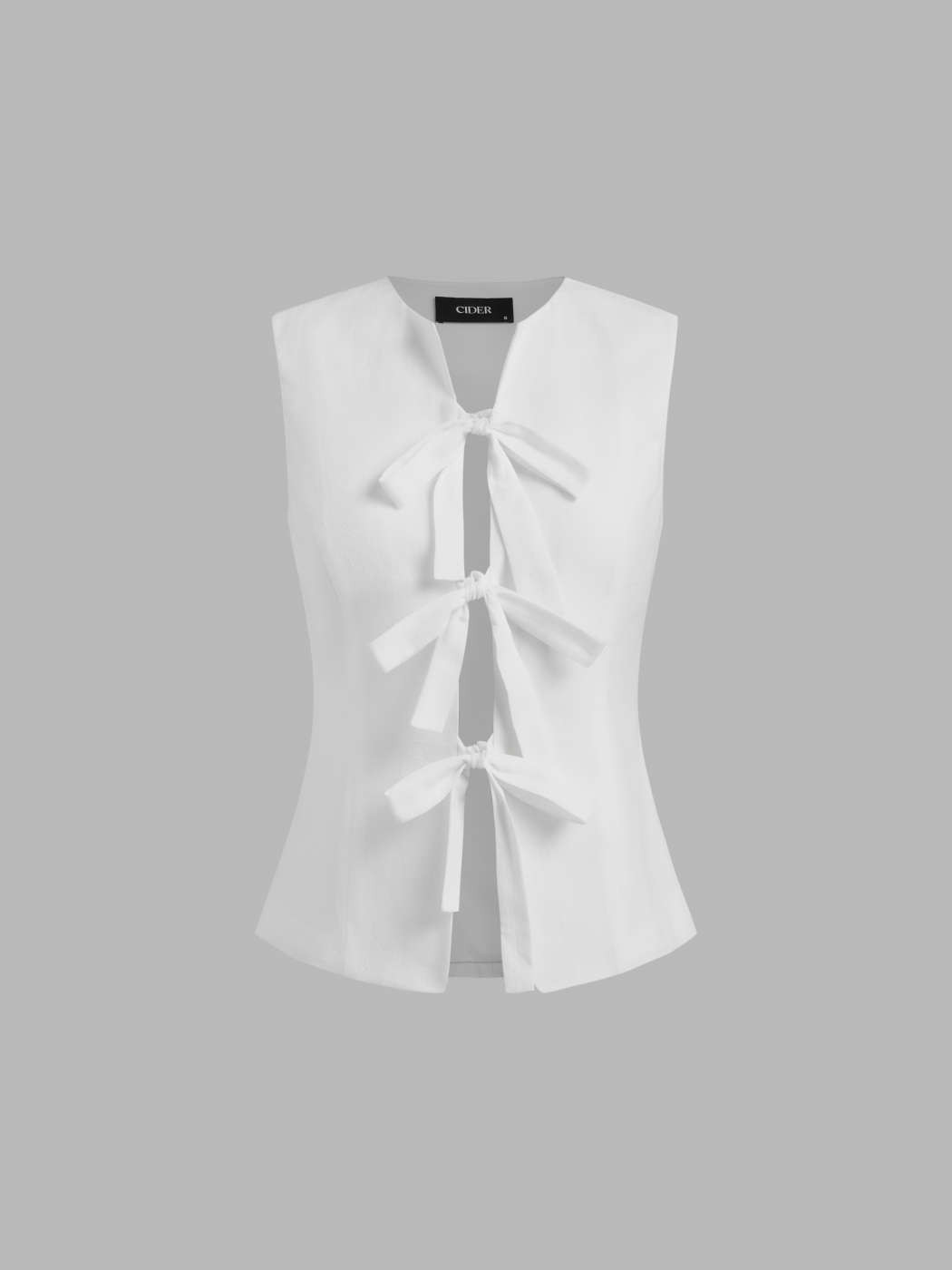 100% Cotton Round Neck Solid Bowknot Sleeveless Vest | Cider