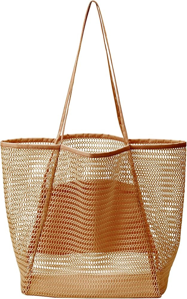 Jereture Mesh Beach Tote Womens Shoulder Handbag, Women Foldable MAX 23L Casual Tote Bag Hobo Bag... | Amazon (US)