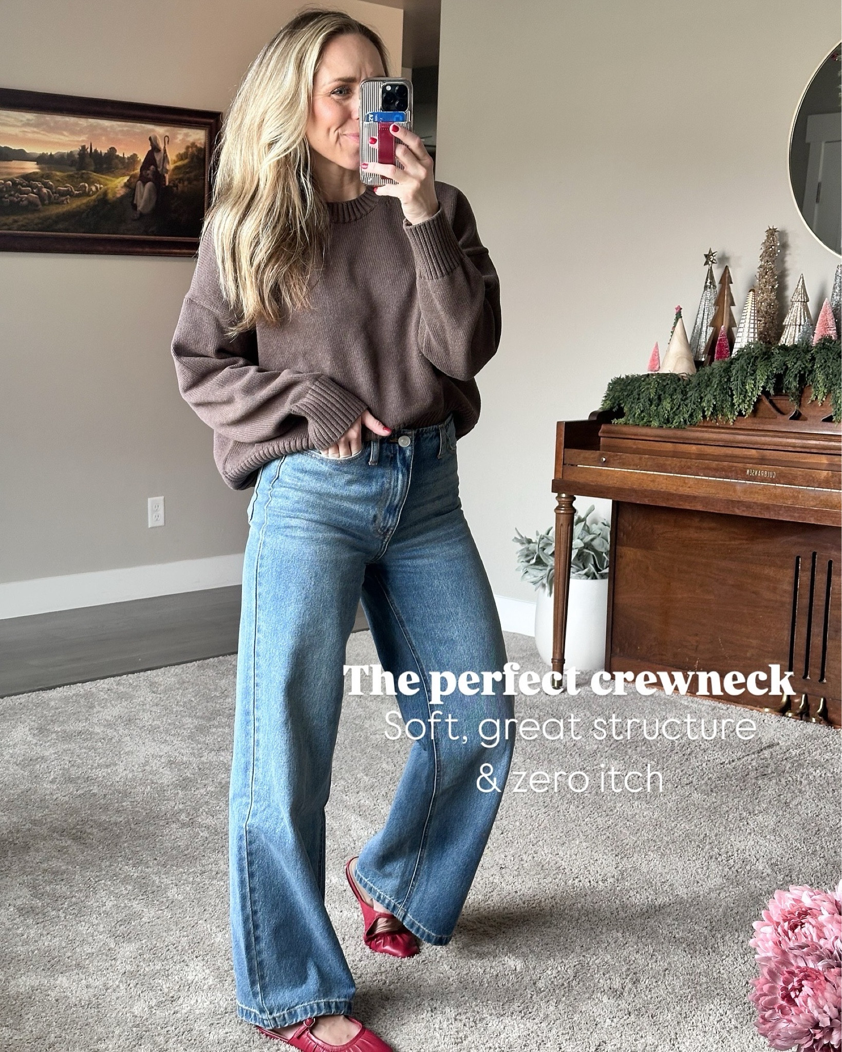 This crewneck sweater is PERFECT.  Great fit, so many good colors and not itchy or hot at all!

True to size.

#LTKHoliday #LTKSeasonal #LTKGiftGuide