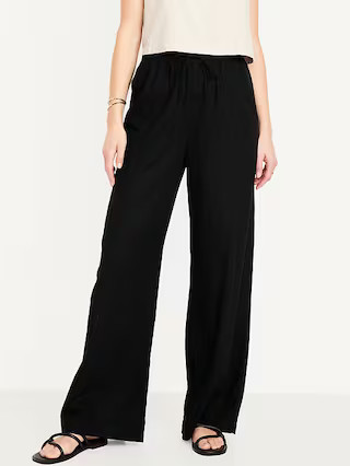 High-Waisted Linen-Blend Super Wide-Leg Pants | Old Navy (US)
