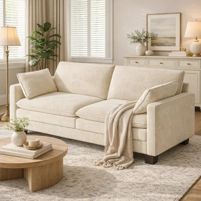 70" Corduroy Loveseat, Modern 2-Seater Sofa Couch, Deep Cushion Small Space Living Room Furniture | Wayfair North America