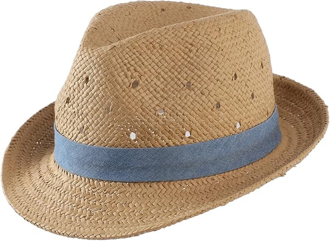 LLmoway Kids Summer Straw Hat for Baby Toddler Boys Fedora Beach Sun Hat Short Brim Breathable Co... | Amazon (US)