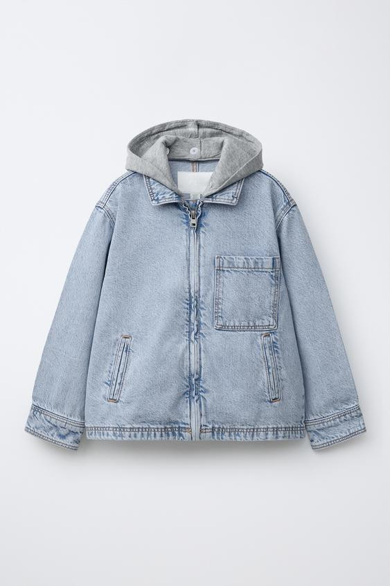 DENIM OVERSHIRT WITH REMOVABLE FLEECE HOODIE | Zara US