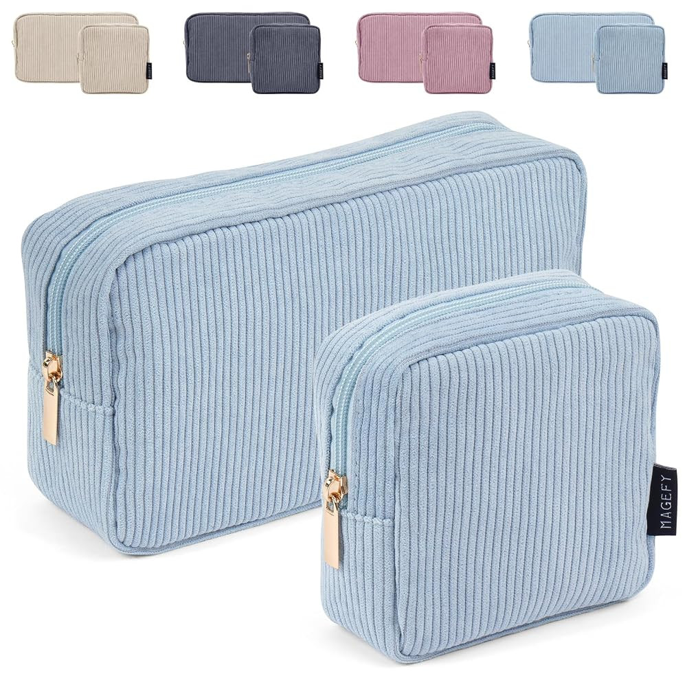 MAGEFY Small Makeup Bag for Purse Mini Cosmetics Bag Corduroy Cute Cosmetic Pouch for Women with ... | Amazon (US)