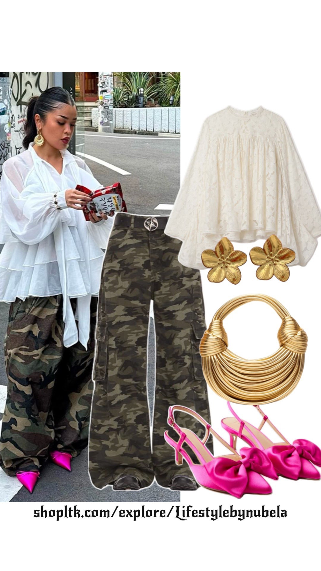 Edgy meets boho! ✨ Style baggy cargo camo pants with a flowy boho top for the perfect casual-chic look. 🖤🌿 #CargoPantsStyle #BohoChic #StreetStyle #LTKOutfits