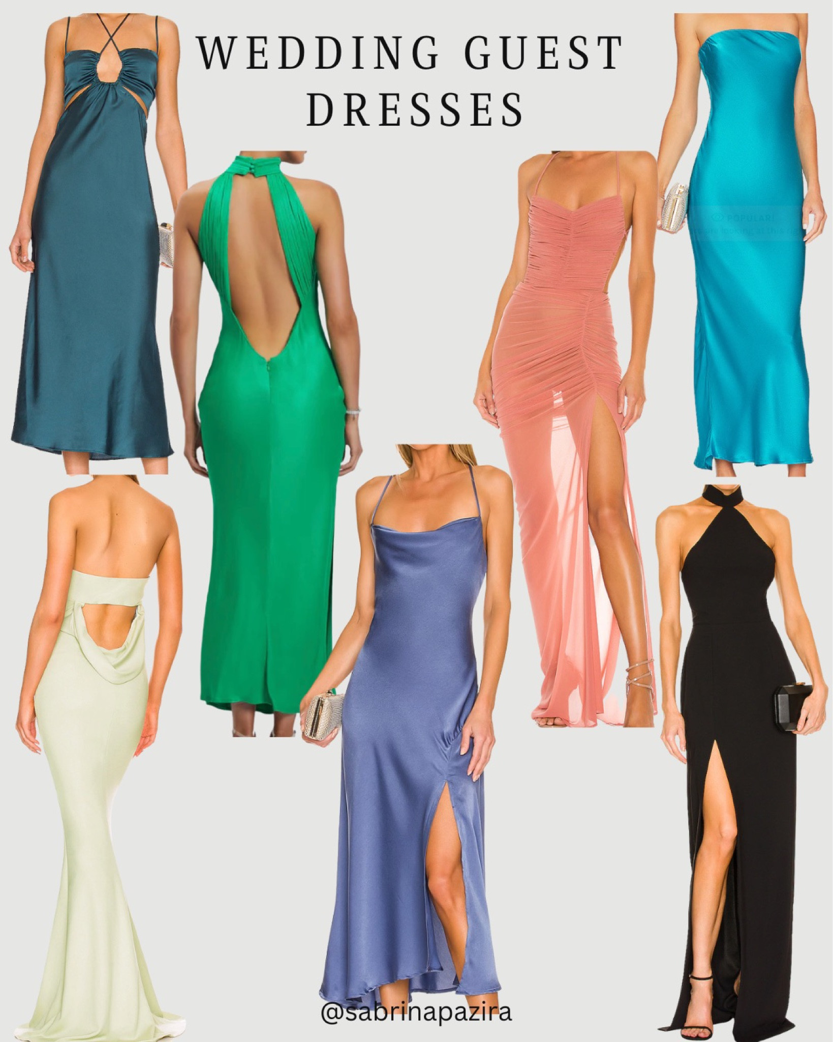 Wedding guest dresses, satin, silk, open back, strapless, leg slit, halter, mesh, colorful 

#LTKSeasonal #LTKstyletip #LTKwedding