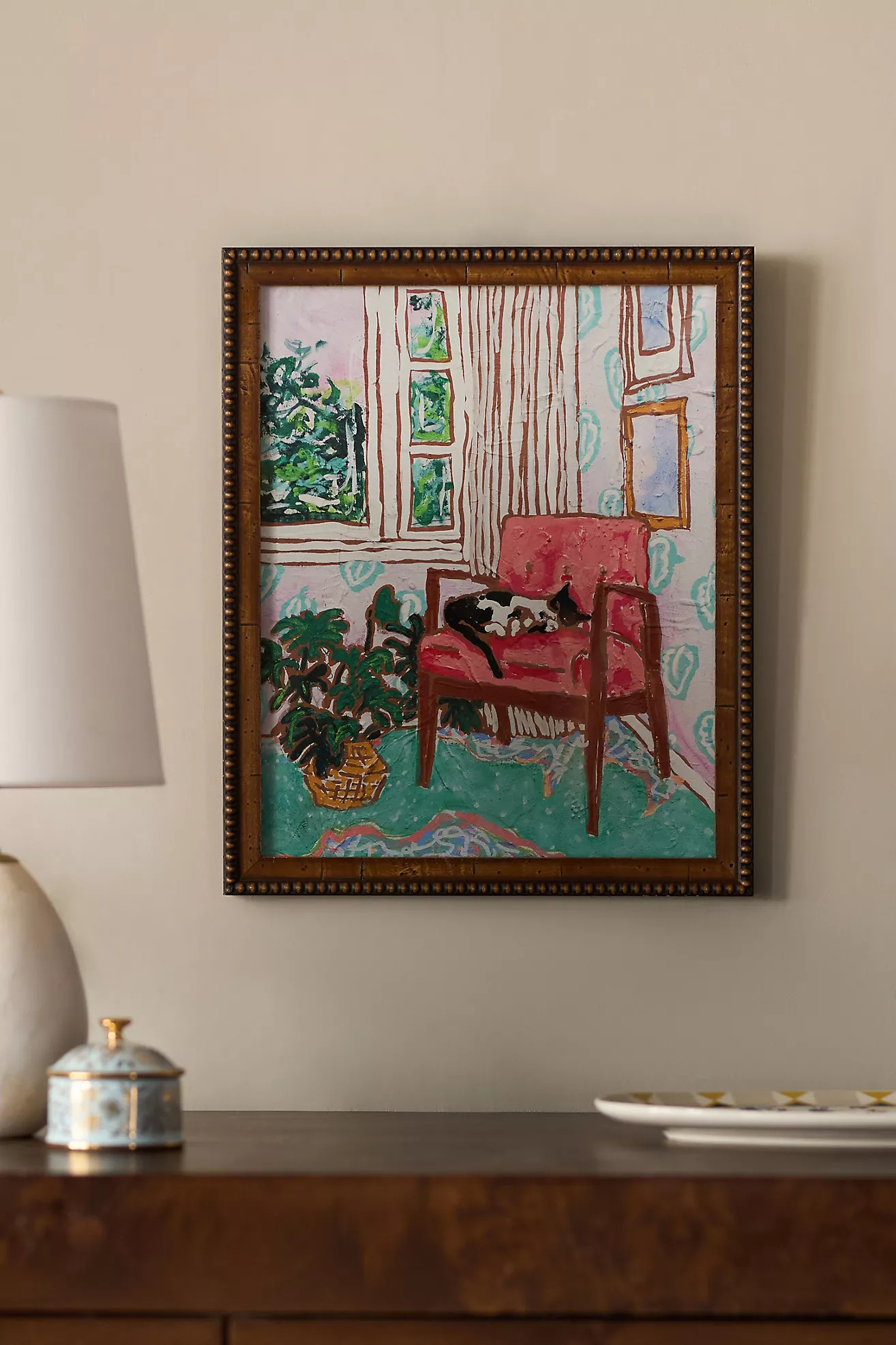 Cat Nap: Tuxedo Cat Napping in Mid-Century Chair Wall Art | Anthropologie (US)