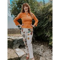 1970's Vintage Tangerine Crochet Bell Sleeve Sweater | Etsy (US)