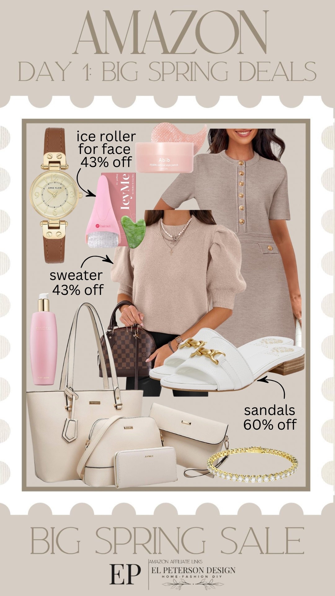 Amazon Big Spring Sale
Day 1: Big Spring Deals
Dress
Watch
Sandals
Sweater
Tote bag
Bracelet  
Retinol cream
Face roller 

#LTKSaleAlert