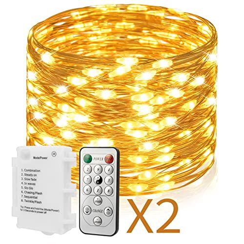 Koopower 2X 50 LEDs Battery Fairy Lights with Timer on 16ft Waterproof Copper String for Outdoor, In | Amazon (US)