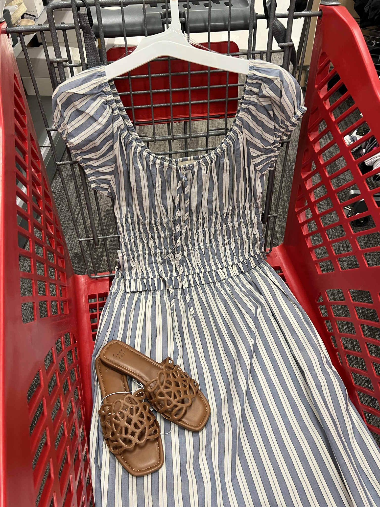 Target spring outfit idea with this matching set, puff sleeve off shoulder blouse is not cropped. 100% cotton. Skirt is a pull on midi full skirt. 

#LTKSaleAlert