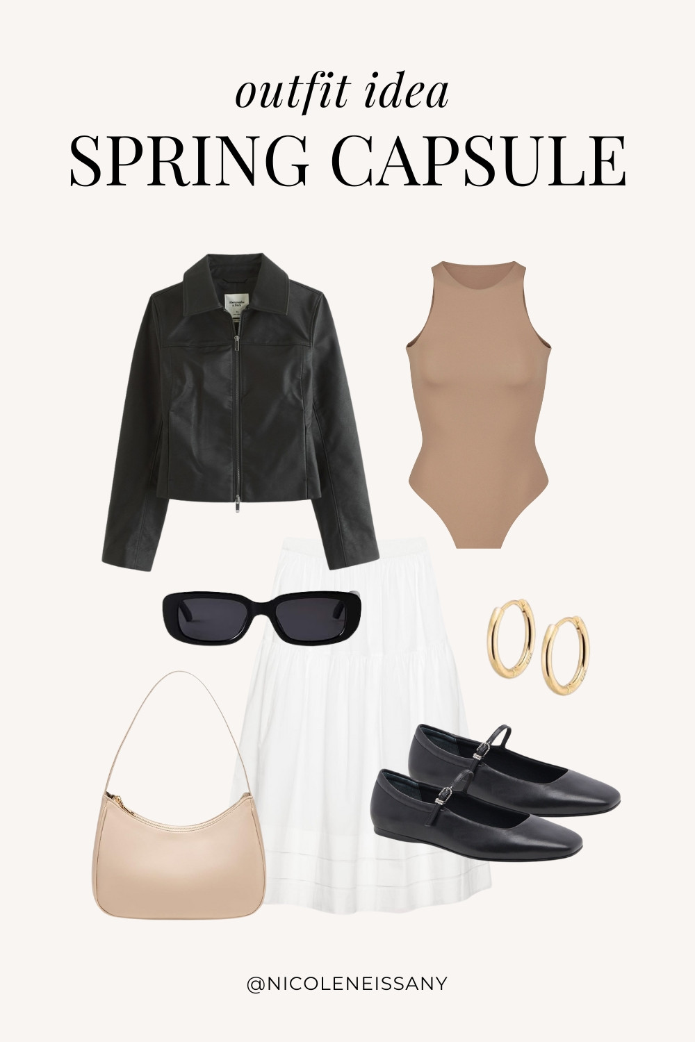 Spring outfit idea featuring my 2025 Spring Capsule Wardrobe staples | casual spring outfit, spring brunch outfit, spring date night outfit, spring date outfit, elevated casual spring outfit, spring work outfit, spring office outfit, casual spring outfit idea, spring outfits, spring shoes, 2025 spring trends, 2025 spring fashion trends, neutral capsule wardrobe, minimalist capsule wardrobe | leather jacket, spring jacket, spring outerwear, sleeveless bodysuit, white skirt, midi skirt, long skirt, spring skirt, ballet flats, spring shoes, spring shoe trends, gold hoop earrings

#LTKSpring #LTKPetite #LTKTravel #LTKSaleAlert #LTKShoeCrush #LTKWorkwear #LTKFindsUnder100 #LTKStyleTip #LTKFindsUnder50 #LTKSeasonal