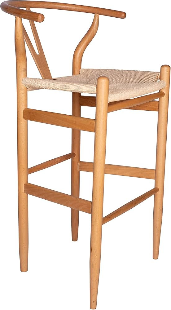 Amazon Brand – Stone & Beam Wishbone Barstool, 42.2"H, Beech Wood, Natural / Natural | Amazon (US)