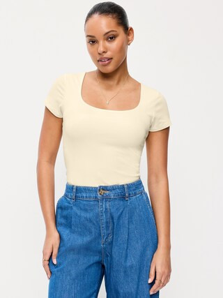 Hug Double-Layer Scoop-Neck Top | Old Navy (US)