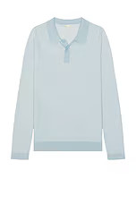 onia Cotton Textured Knit Long Sleeve Polo in Pale Blue from Revolve.com | Revolve Clothing (Global)
