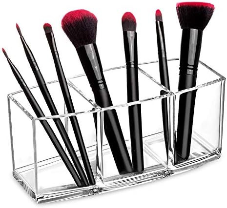 HBlife Clear Makeup Brush Holder Organizer, 3 Slot Acrylic Cosmetics Brushes Storage Solution, Pen a | Amazon (US)
