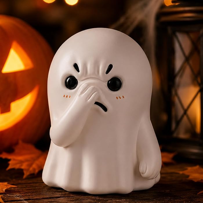 Holding Nose Small Ghost Figurine - Cute Ghost Decor Bathroom Statue, Halloween Decorations Indoor for Desk Porch Mantel Bathroom Shelf Spooky Home Decor, Funny Goth Gifts | Amazon (US)