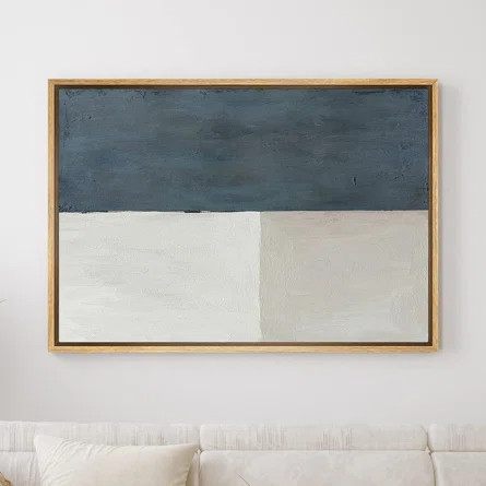 Minimal Landscape " IDEA4WALL Framed Canvas Print Wall Art Blue Gray Pastel Color Field Square Ab... | Wayfair North America