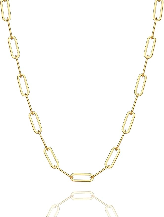 Waitsoul 925 Sterling Silver Paperclip Lobster Clasp Chain 3mm 4mm 5mm Necklace for Women Men Dia... | Amazon (US)