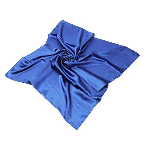 TrendsBlue Elegant Large Silk Feel Solid Color Satin Square Scarf Wrap 35", Royal Blue | Amazon (US)
