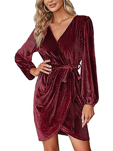 BerryGo Women's Long Sleeve Wrap Semi Formal Velvet Mini Dress Sexy Cocktail Party Winter Club Dr... | Amazon (US)