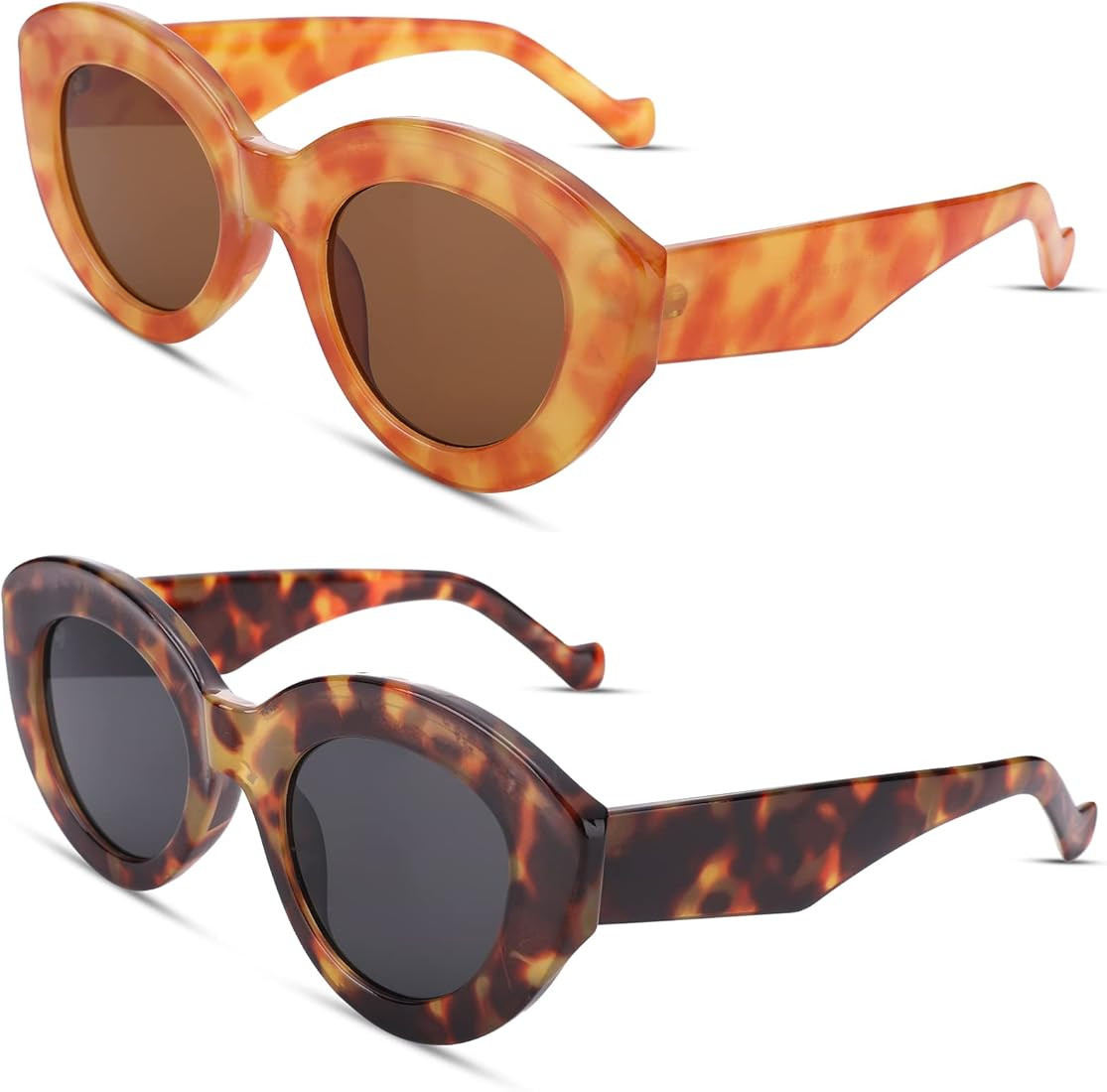 COASION Cat Eye Sunglasses for Women Men Retro Large Thick Frame Oval Fashion Cateye Sunnies | Amazon (US)