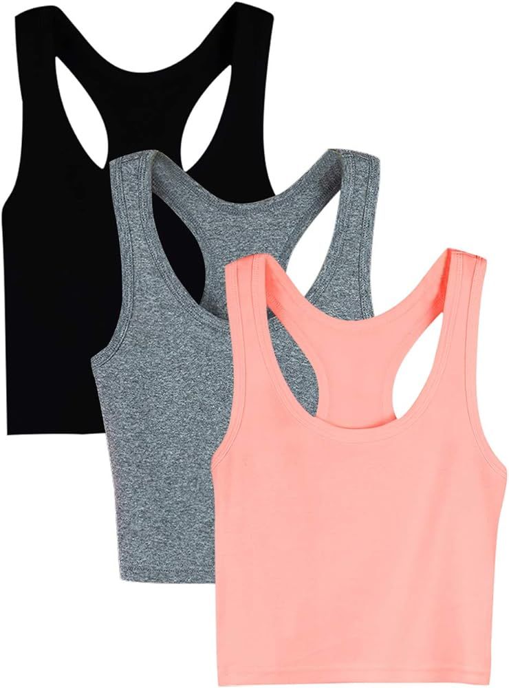 Ritera Women Crop Tank Tops Sport Cotton Racerback Seamless Activewear Crop Top for Yoga Gym Work... | Amazon (CA)