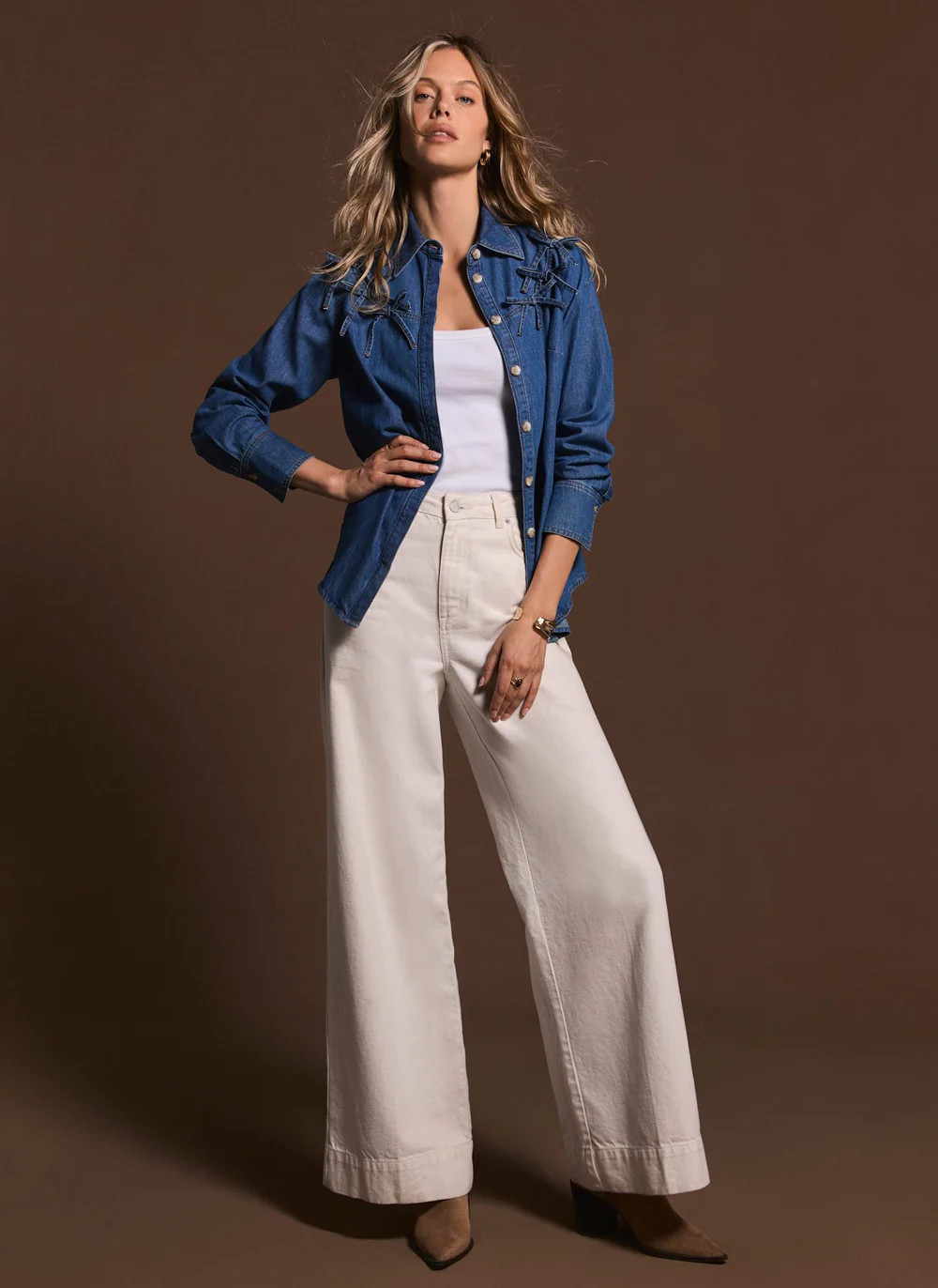 SHOP THE LOOKCream Wide Leg Jeans£99.00Colour: IvorySize Guide
  
Denim Fit Guide
  
Length:Shor... | Mint Velvet