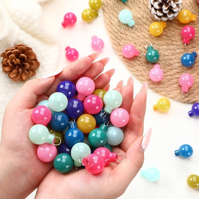 60 Pcs 1'' Colorful Opaque Glass Ball Ornament for Mini Christmas Tree Bulk Mini Christmas Tree D... | Amazon (US)