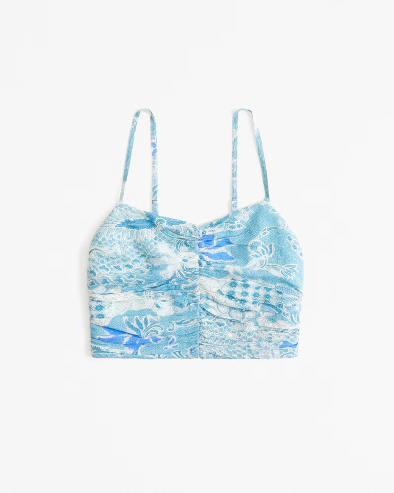 Crinkle Textured Ruched Set Top | Abercrombie & Fitch (US)