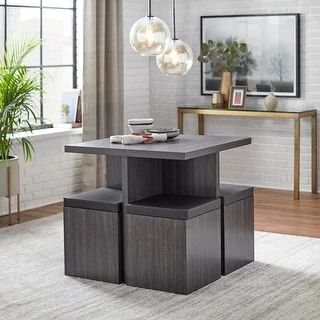 Simple Living Baxter Table with Storage Ottomans 5-piece Dining Set | Overstock.com Shopping - Th... | Bed Bath & Beyond