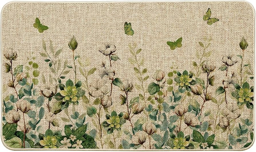 Artoid Mode Cotton Plant Leaf Butterfly Spring Doormat,Home Decor Door Mat Low-Profile Switch Rug... | Amazon (US)
