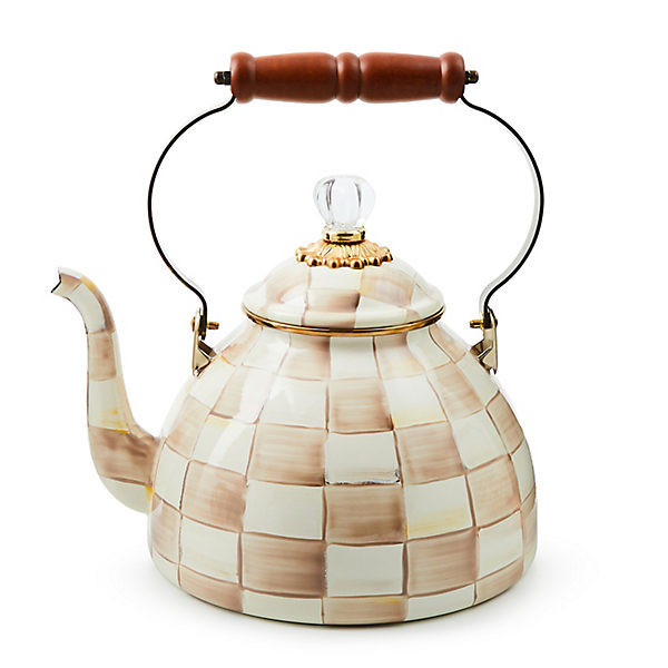 MacKenzie-Childs Mocha Check 3 Quart Tea Kettle | MacKenzie-Childs