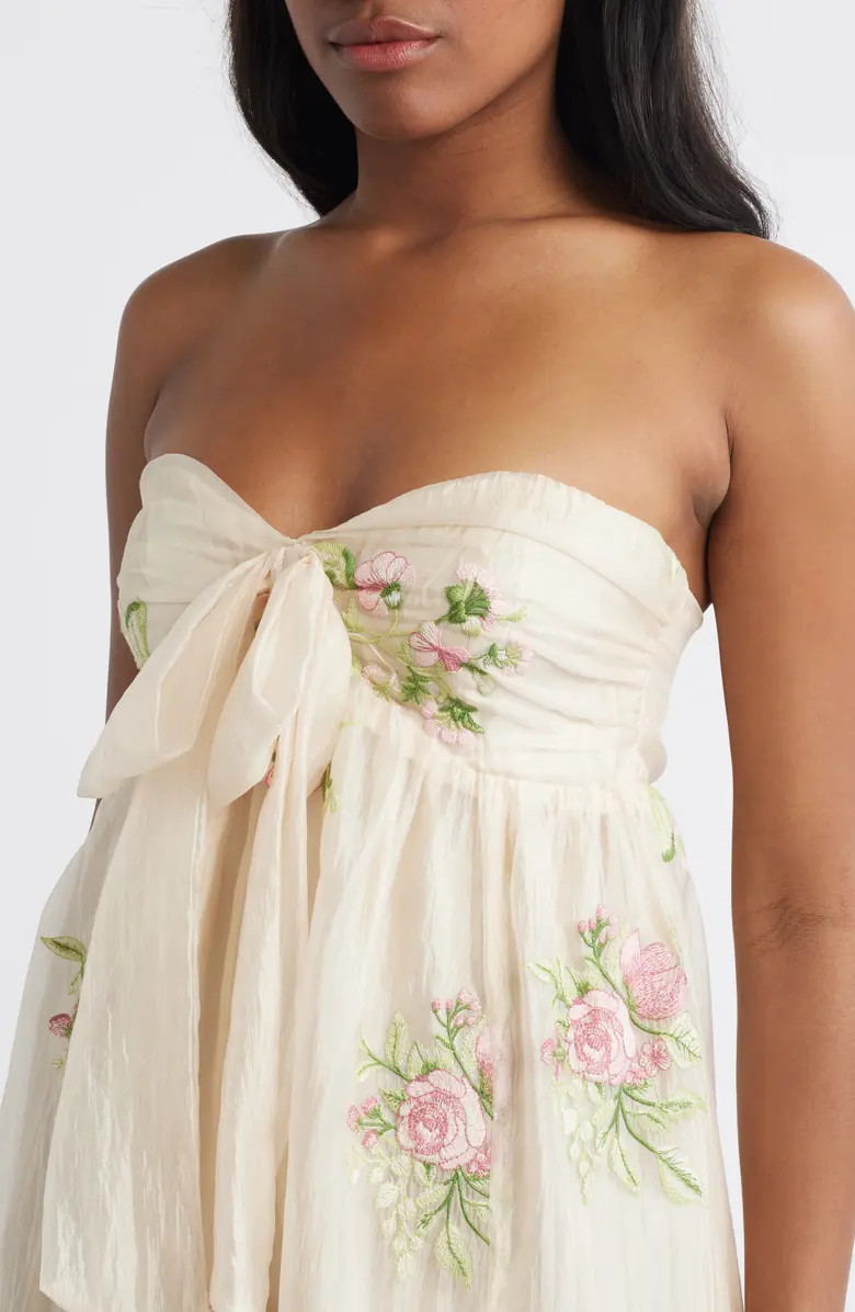 Fiona Floral Embroidery Strapless Dress | Nordstrom