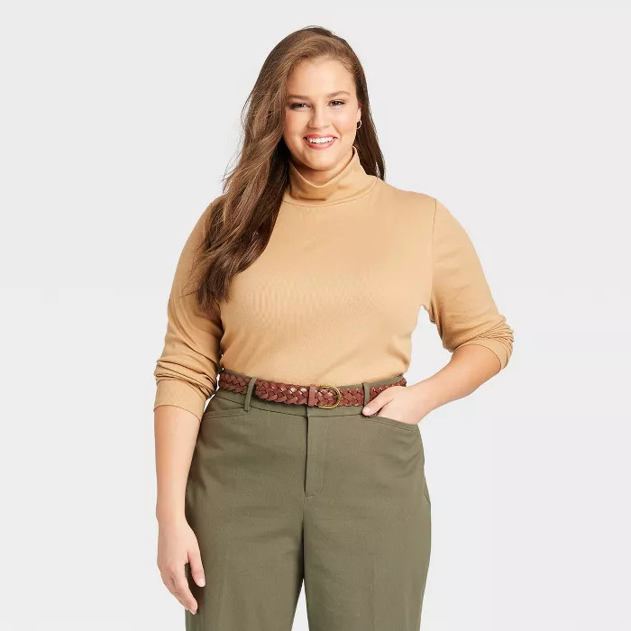 Women's Plus Size Long Sleeve Turtleneck T-Shirt - Ava & Viv™ | Target