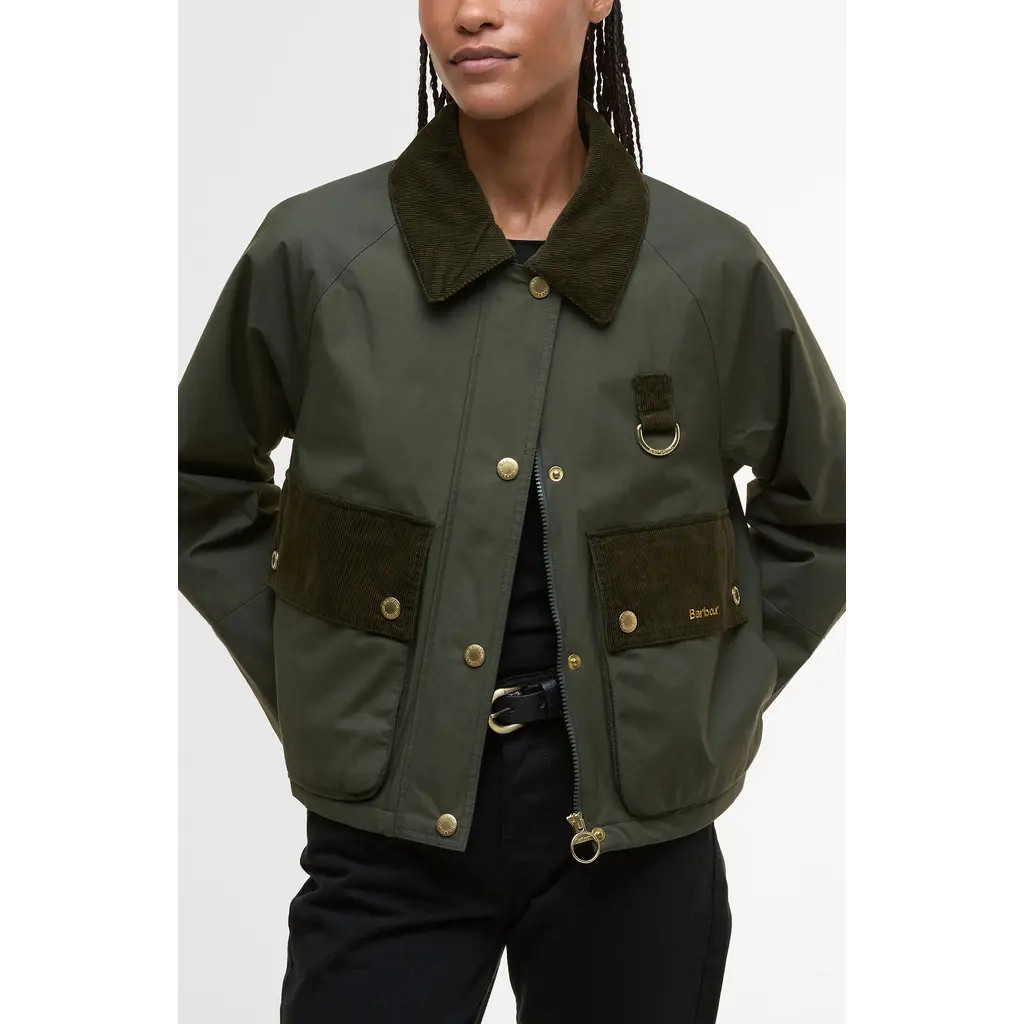 Barbour Phoebe Crop Jacket in Olive Brown at Nordstrom, Size 6 Us | Nordstrom