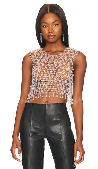 Cloe Tank in Silver Rhinestone | Revolve Clothing (Global)