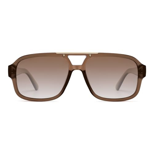 SOJOS Retro Aviator Sunglasses Womens Mens Polarized Vintage Trendy Rectangle Women Sunnies SJ2335 Crystal Brown Grading | Amazon (US)
