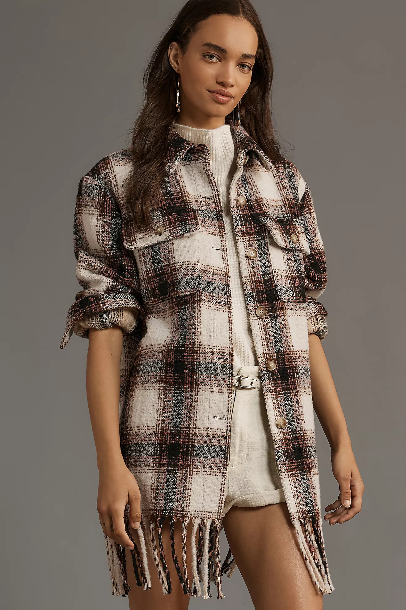 Avec Les Filles Plaid Fringe Jacket | Anthropologie (US)