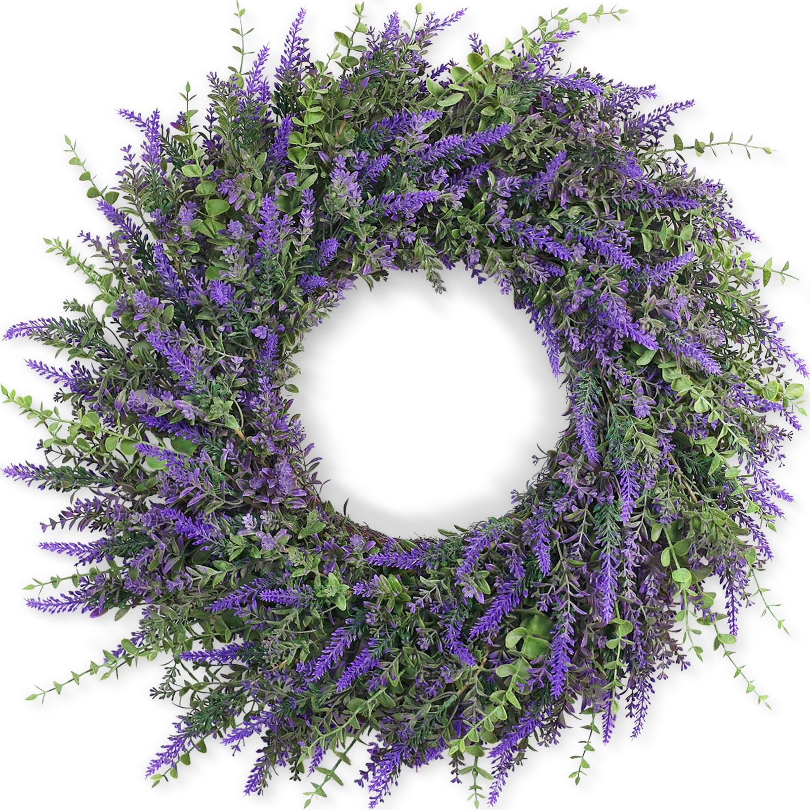 26'' Large Eucalyptus and Lavender Wreath for Front Door, Porch, Window- Artificial Eucalyptus Le... | Amazon (US)