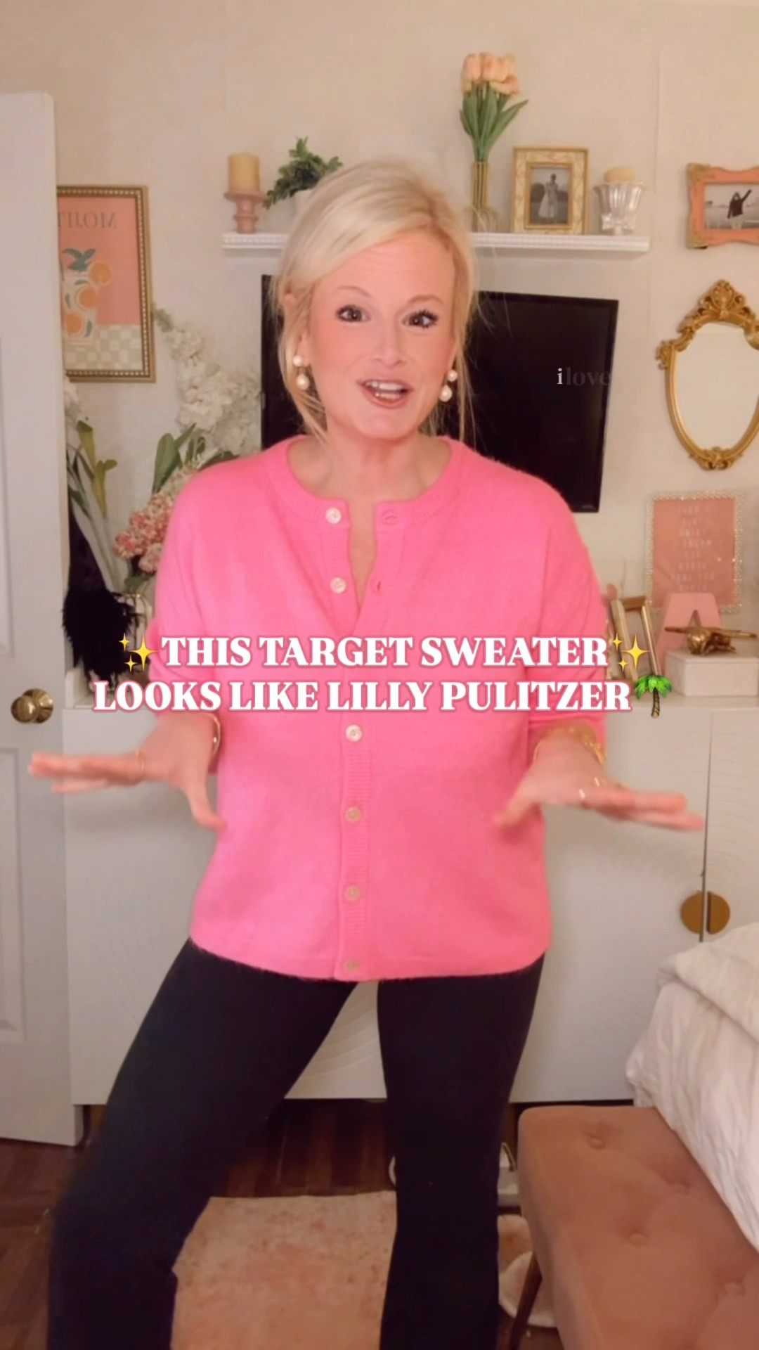 Target finds | Target style | Lilly Pulitzer look for less | Palm Beach style sweater | Preppy pink cardigan

This Target cardigan sweater is the exact kind of Lilly Pulitzer-coded, Palm Beach pink knit that always performs — bright, polished, feminine, and quietly luxe without trying. If you’re a Lilly girl, you already know: this is that pink. The luxletic pink energy, but styled for real life.

The silhouette is what makes it work. A classic crew neckline, full button-front, drop-shoulder sleeves, and a relaxed but intentional fit that looks styled whether you wear it buttoned, half-tucked, or tossed over your shoulders. It reads polished athleisure, not gym — very Palm Beach errands, brunch, travel day, casual resort wear energy.

The knit has substance, the color does the talking, and the shape gives that effortless preppy look that usually lives in much higher price brackets. This is exactly why Target style sweaters like this don’t stay in stock once people find them.

Fit notes: I’m wearing my true size Medium. Relaxed, flattering, and easy — not boxy, not clingy.

Why this one hits:
• Target sweater that looks Lilly-coded
• Palm Beach style color that pops without screaming
• Polished athleisure cardigan you’ll wear year-round
• Preppy, feminine, elevated Target find
• The kind of piece that quietly sells out

If your style leans Lilly Pulitzer, Palm Beach polish, preppy classics, and designer energy for less, this is a don’t-overthink-it Target find.

Target sweater try on | Target cardigan | Target finds | Target style | Lilly Pulitzer look for less | Palm Beach style | Preppy pink sweater | Preppy athleisure | Feminine Target fashion | Resort style outfit | Polished everyday sweater | Target outfit ideas | Affordable preppy style | Designer look for less | Elevated basics

#LillyPulitzer #LillyP #PreppyStyle #FeminineStyle #LookForLess #TargetFinds #TargetStyle 

#LTKSeasonal #LTKFindsUnder50 #LTKActive