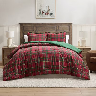 Hallmark Queen Flannel Plaid Comforter Set Red | Target