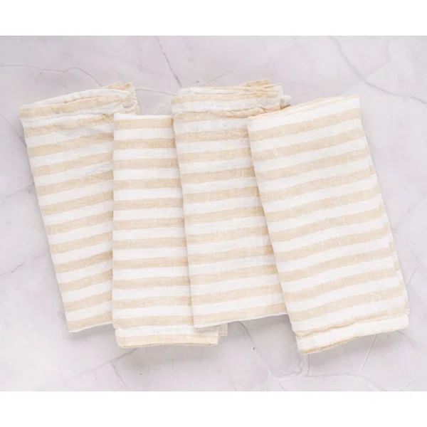 Shaundrel Linen Beige Striped Napkin | Wayfair North America